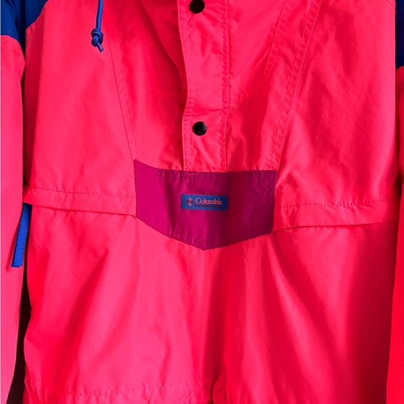 Vintage COLUMBIA pink windbreaker shell jacket Medium men lots of zippers - Picture 2 of 8